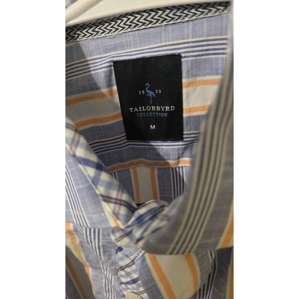 Tailorbyrd Men's Medium Blue Plaid Button Down Preppy Flip Cuff! Nice shirt!